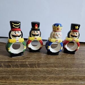 Vintage Boston Warehouse 4-Piece Ceramic Nutcracker Napkin Rings